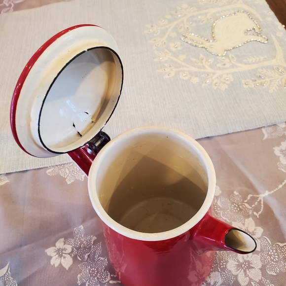 Vintage Emalia Olkusz 1907 Red Enamel Coffee/Tea Pot 1907 - Picture 6 of 11